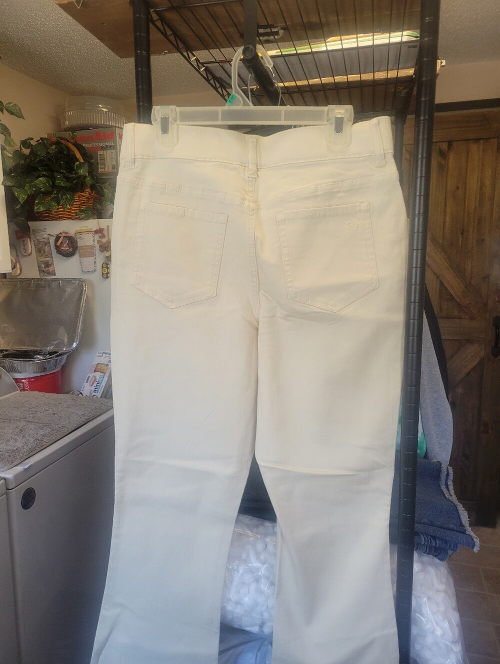 Susan Graver Stretch Denim Pull-on Flare Jeans - Ecru (Color) 10T NWOT